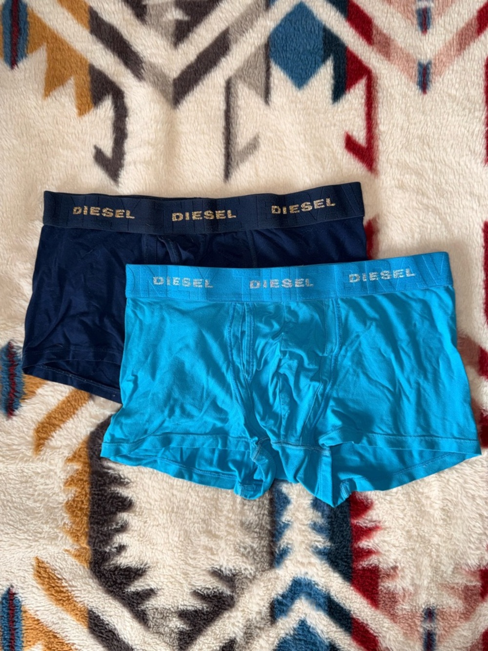 Diesel Boxer Briefs in Navy and Bright Blue - 2-Pack